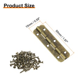 uxcell Metal Piano Hinges 180 Degree Long Folding Hinges with Screws for Wooden Box, Cabinet Closet, 50x15mm Bronze, 24 Pcs