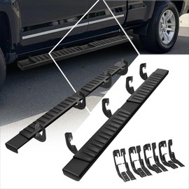 [Pair] 6 Inch Black Side Steps Nerf Bars Running Boards Compatible with 07-19 Chevy Silverado/GMC Sierra Crew Cab, Stainless Steel