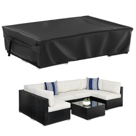 CKCLUB Patio Furniture Covers Waterproof, Outdoor Furniture set Covers Rectangular, Patio Table Chair Sofa Set Covers with Extra-wide Webbing encloses Windproof (Black, 78 inch L*63 inch W*28 inch H)