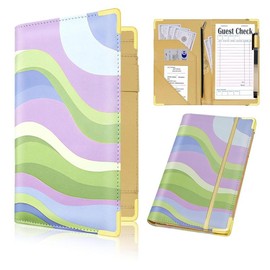 Server Books for Waitress Waiter Receipt Book, PU Leather with Zipper Pocket, Ideal for Waiter Accessories - Color: Rainbow Color D
