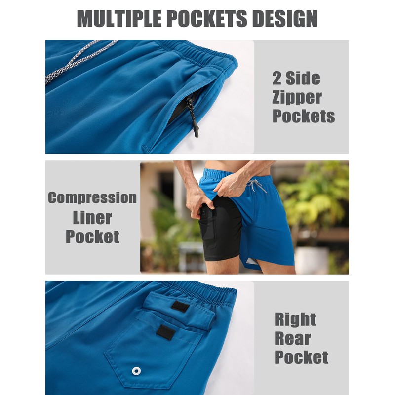 APTRO Mens Swim Trunks with Compression Liner 2 in 1