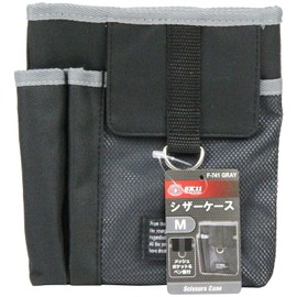 SK11 F-741 GRAY Scissor Case, M, Width 6.3 x Height 7.1 x Depth 1.6 inches (160 x 180 x 40 mm), Gray, Mesh Pocket & Pen Holder