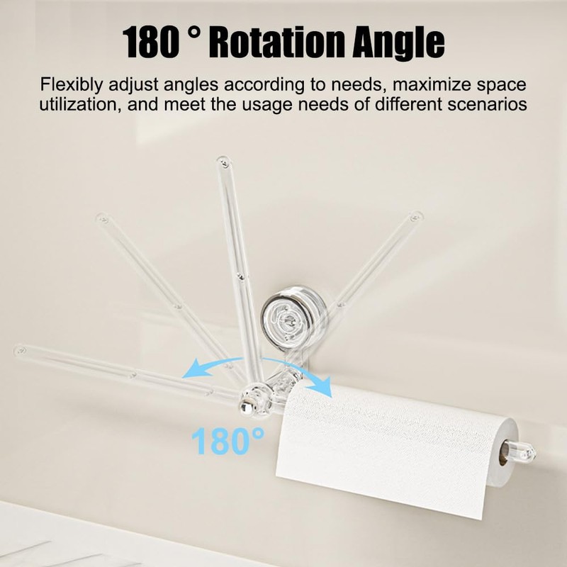 Paper Towel Holder, No Drill 180 Degree Rotatable Towel Rack