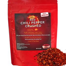 EZ THAI - Chili Pepper Flakes 3.5oz - Thai Red Chilli Crushed Powder Seasoning Spice for Chinese, Mexican, & Asian Cooking Cuisine - Pizza, Seafood, Pasta, BBQ Sauce, Noodle Soup