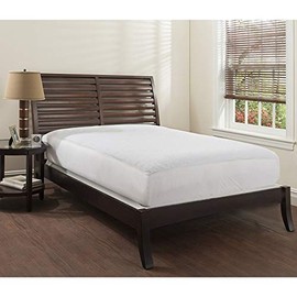 Mastertex Microfiber Fitted Mattress Pad Quilted Hypoallergenic and Breathable Stretches to 18 Inches, 78x80 (King), White