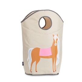 Wildkin Kids Laundry Hamper for Boys and Girls, Collapsible 600 Denier Polyester Fabric Hampers Features Two Carrying Handles and Mesh Bottom, Measures 27 x 16 x 6.5 Inches, Olive Kids (Horses)