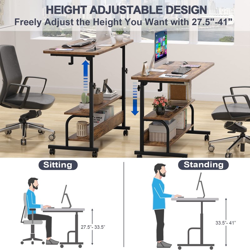 Armocity Height Adjustable Standing Desk with Power Outlets, 39" Manual