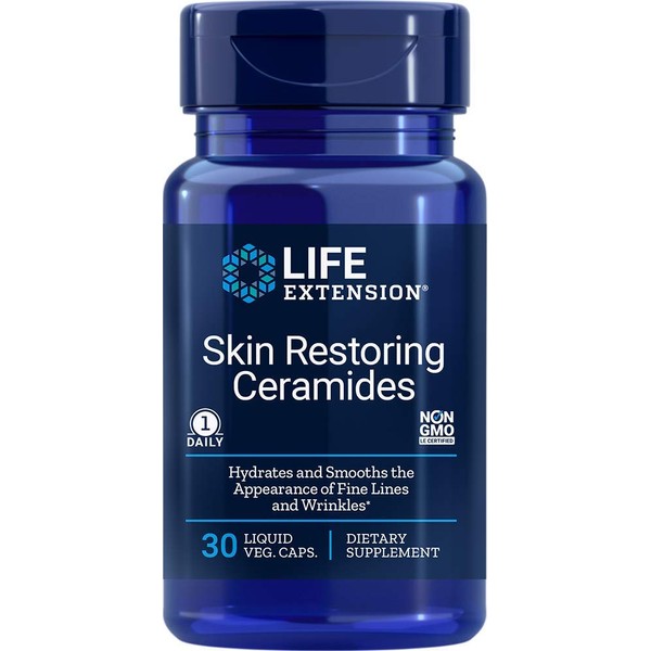 Life Extension Skin Restoring Ceramides, 30 Liquid Vegetarian Capsules (Packaging may vary)