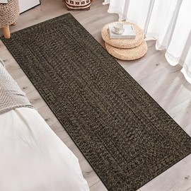 LUXLOOM Printed Runner Rugs for Hallway 2x10 Washable Kitchen Runner Rug Non Slip Modern Farmhouse Soft Hallway Runner Contemporary Low Pile Rugs for Living Room Bedroom Decor Nursery, Black/Brown