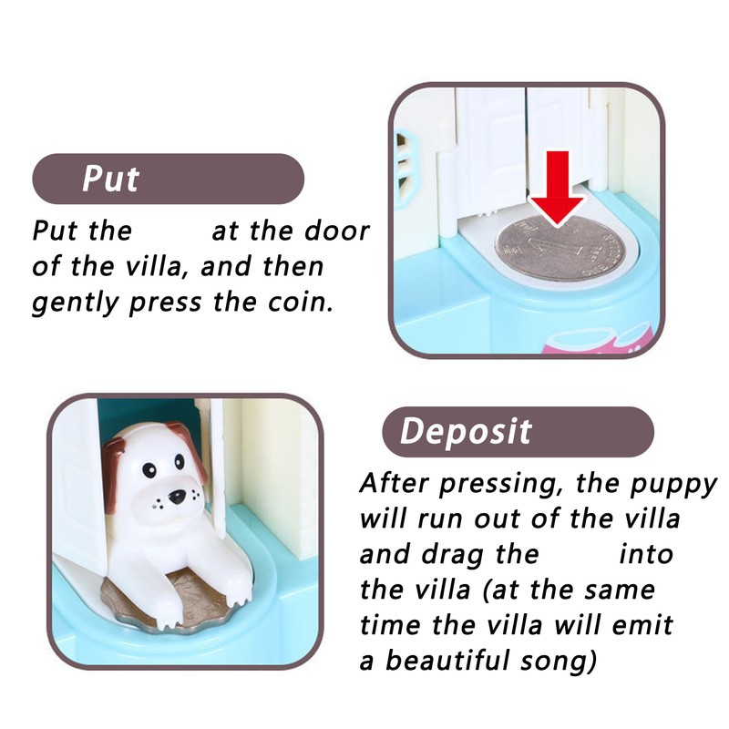 Doghouse Money Saving Box Automatic Coin Swallowing with Light Music