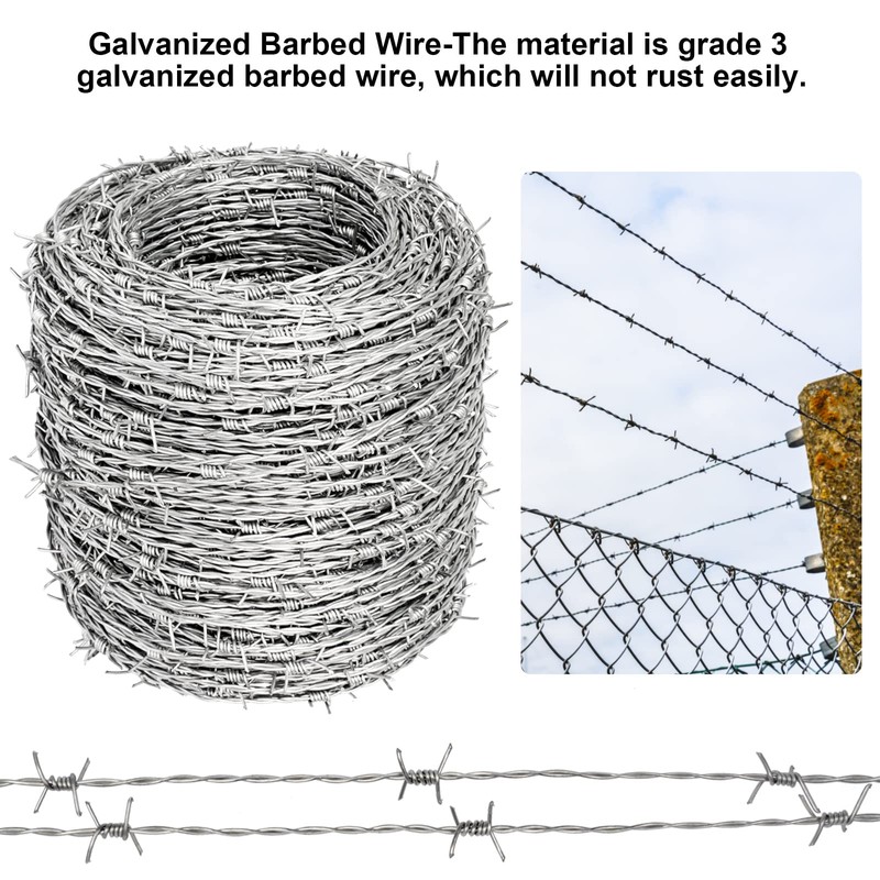 YXJSTO Real Barbed Wire 1320FT, 4 Point Barbed Wire Roll