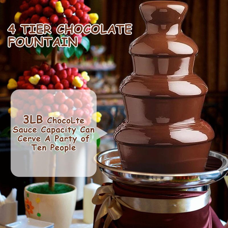 Chocolate Fountain Machine Electric Chocolate Fondue Fountain Machine 4 Tier