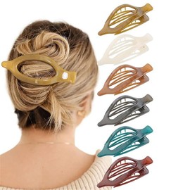 French Flat Hair Clips for Women - 6-piece suit Flat Claws for Thin Thick Hair Strong Hold No Slip Grip Hair Claw Clips for Women Girls:_6 Pack-Multicolor S