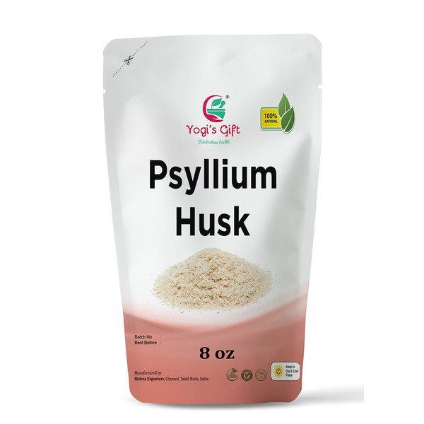 Psyllium Husk Whole 8 oz | Soluble Fiber Supplement | Keto Friendly | Use in Smoothies, Cooking and Baking | Unflavored, Fine Ground, 100% Natural, Non GMO | by Yogi's Gift®