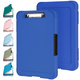 Sooez Reinforced Clipboard with Storage, Inner Plastic Folder Attached, Heavy Duty Clip Boards 8.5x11 with Pen Holder, High Capacity Nursing Clipboards for Teacher Office Home, Letter / A4 Size