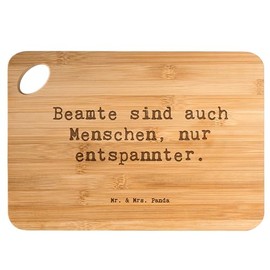 Mr. & Mrs. Panda Bambus - Schneidebrett Spruch Beamtin Entspannt - Geschenk, Gelassenheit, Organisation, Küchenbrett, Berufsgestaltung,