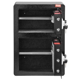 3.5 Cu.ft Double Door Safe Box with Key Lock & Password Fireproof Bag Key Rack & LED Light 2 HeightVolume: 3.1-3.9 cu.ft