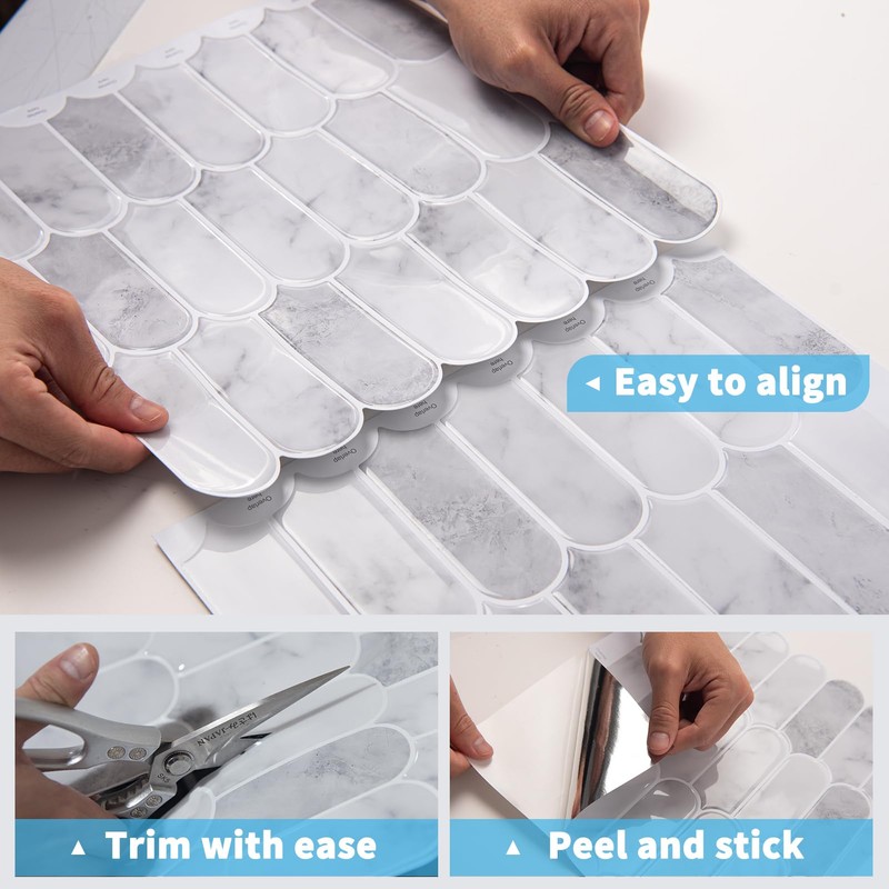 Art3d 10-Sheet Peel and Stick Kitchen Backsplash Tile, Vinyl Stick