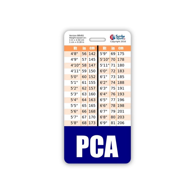 PCA Badge Buddy Vertical w/Height & Weight Conversion Charts (Standard,