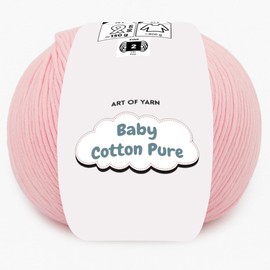 Art of Yarn Baby Cotton Pure 50% Cotton 50% Acrylic Fine 2 Yarn -Soft Smooth Summer for Knitting, Crocheting, Amigurumi, Baby Blankets Garments –50g(1.76 Oz),165 Meters (Light Pink, Pack 1)