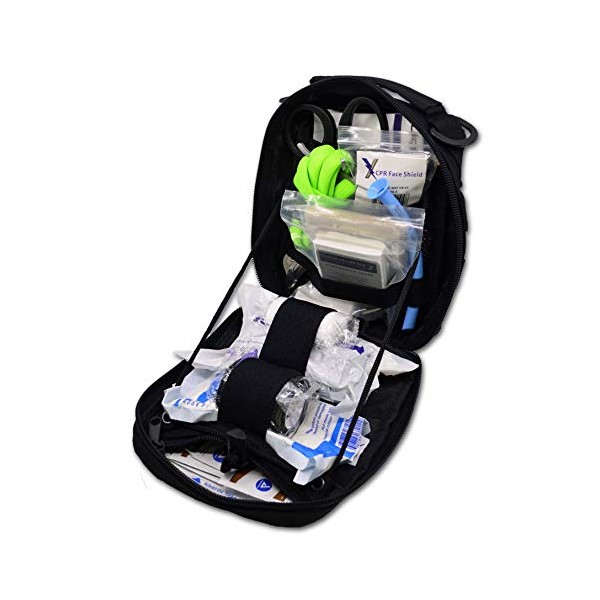 Lightning X Individual First Aid Trauma/Hemorrhage Control Kit in MOLLE IFAK Pouch Value Edition - Black