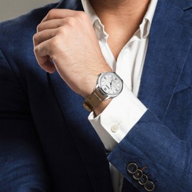 Ayadoo 20mm Italian Leather Watch Band, Vintage Hand Drip Wax, Light Brown Watch Strap with Rose Gold Buckle