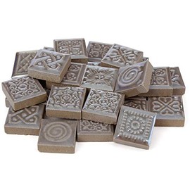 Milltown Merchants™ 9/10 Inch (23mm) Gray Ceramic Mosaic Tile - Bulk Mandala Mosaic Tiles - 3 Pound (48 oz) Zen Tile Assortment for Backsplash, Murals, and Mosaics