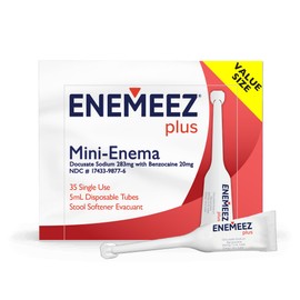 Enemeez Plus Enema for Constipation - 283mg Docusate Sodium, 20mg Benzocaine Stool Softeners, Mini Enema Relief, 35 Count (Pack of 1)