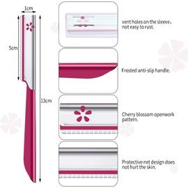 10 Pieces Women's Facial Razor Eyebrow Shaver Razor Brow Shaper Eyebrow Trimmer Dermaplaner Shaping Tool with Cover (Rose Red)