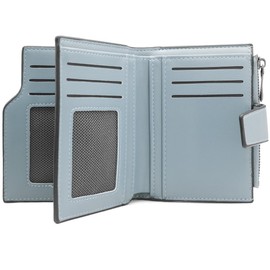 GOUNNU Wallets PU Leather Ladies Small Purses, Women's Wallet with Zip Coin Pocket, Bifold Leather Purses Large Capacity, 15 Card Slots (Light Blue)