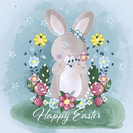 Servietten Ostern 20 Rabbit Wishes Happy Easter Flowers Spring Table Decoration 33 x 33 cm