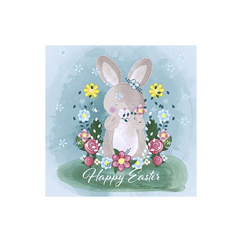 Servietten Ostern 20 Rabbit Wishes Happy Easter Flowers Spring Table