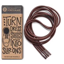 The Original Stretchlace Stretchable Round Elastic Dress Shoe Laces - 31" Inches, Dark Brown