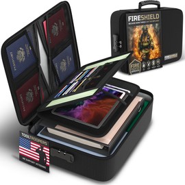 FIRESHIELD PRO Fireproof Document Bag with Lock – Portable Fire Safe Organizer with Laptop, Tablet & Cards Pockets – Water Resistant, Multi-Pocket Storage for Travel, Home or Office – 15" x 11" x 4.1"