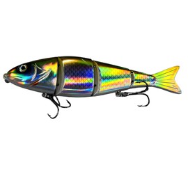PROAOVAO 7.9" Saltwater Sinking Swimbait, Big Hard Fishing Bait, Sea Bass Musky Fishing Lures, Multi Jointed Trout Lures, Big Tuna Perch Pike Lures, Artificial Lures, Casting Lure Saltwater (Laser)