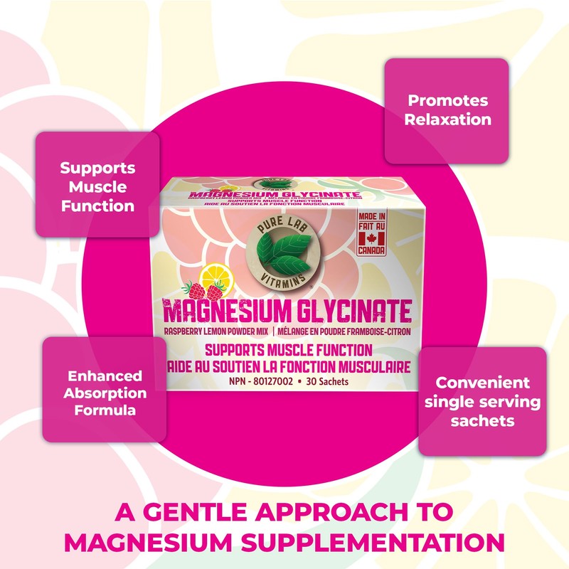 Pure Lab Vitamins Magnesium Glycinate Raspberry Lemon Powder Mix -