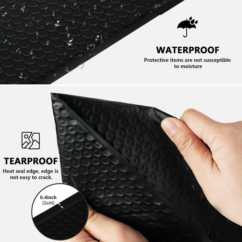 skardeco 3.5x5 Inch Black Bubble Mailers 40 Pack Self-Seal Poly