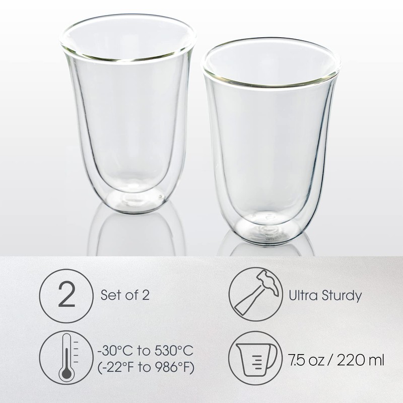 Brod & Taylor Double-Wall Insulated Large Espresso (Latte) Glass Cups