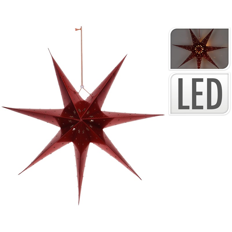 COM-FOUR® Luminous Star in 3D with LED Lighting in Warm