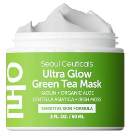 SeoulCeuticals Mascarilla Facial Coreana Para Piel Sensible - Mascarillas Faciales Coreanas De Té Verde - Mascarillas Faciales De Belleza Coreanas -  