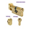 Solid Brass Lock Cylinder with 3 Brass Keys 63mm Door