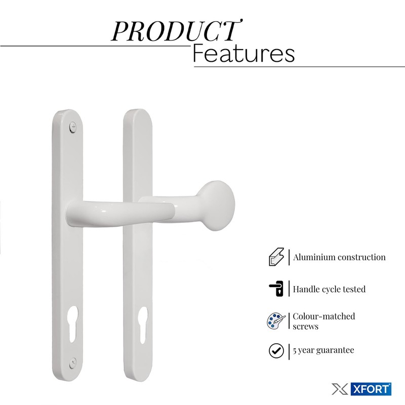 XFORT Uros White Door Handle, (PZ 92mm, Screw Hole Distance