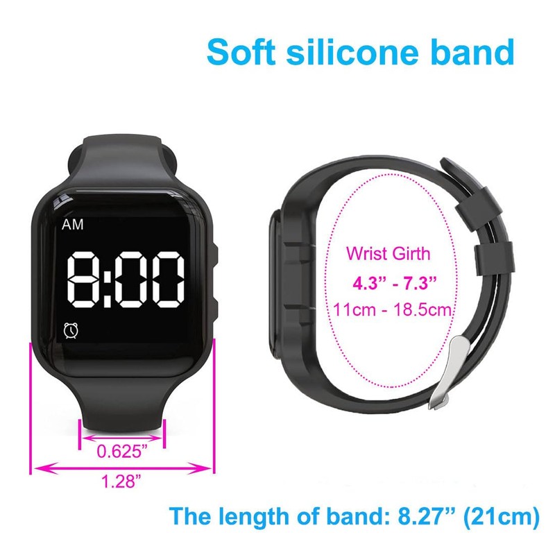 Vibrating Alarm Watch Water Resistant Wake Up Wristband Silent Pill