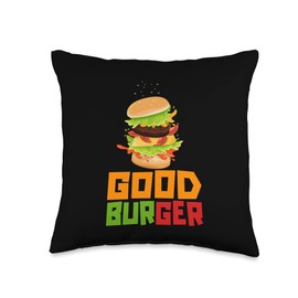 Cheese Ground Beef Snack Buns Fast Food Lover Good Burger Throw Pillow, 16x16, Multicolor