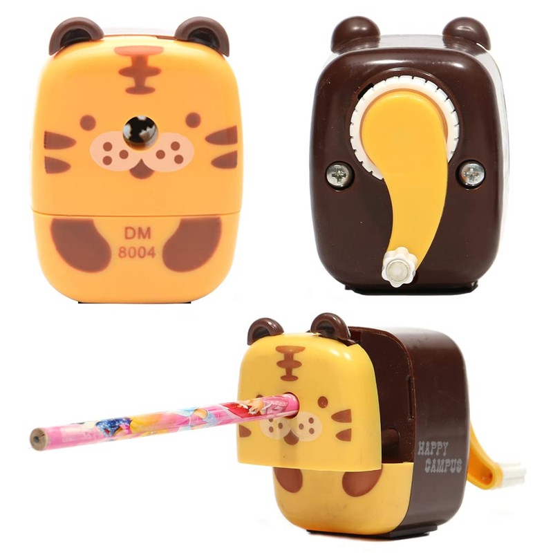 Pencil Sharpener Cute Metal Desktop Pencil Sharpener with Handle, Cartoon