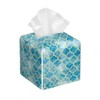 Blue Moroccan Quatrefoil Tissue Box Cover Leather Tissue Box Holder