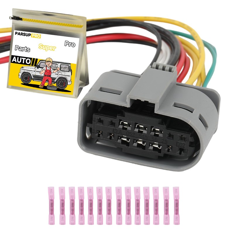 PARSUPPRO 14-Way/Pin Headlight Connector Sensor Socket Repair Wiring Harness Auto