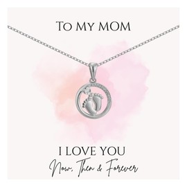 Zewar 925 silver sterling necklaces for women,Baby Bump Necklace, Baby Feet Pendant Necklace Expecting Mom Gifts for Pregnant Wife, First Time Moms,Pregnancy Gift for Baby Shower