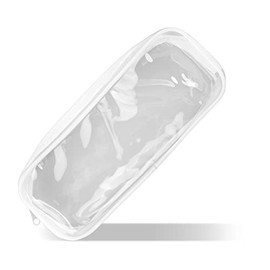 Jagowa Clear Pencil Bag, Waterproof Pencil Case with Zipper PVC Storage Pouch Cosmetic Bag for Exam, Travel, Makeup Tools (White)