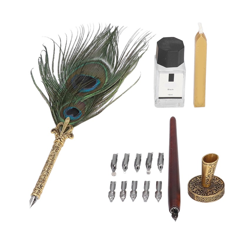 Feather Pen Exquisite Pattern Quaint Texture Comfortable Grip Stainless Steel